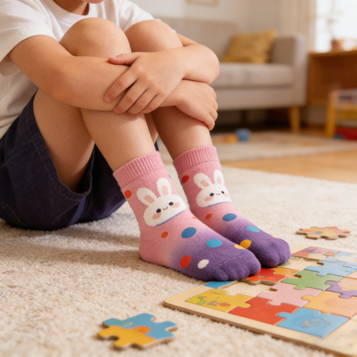 Gradient Pink-Purple Bunny Socks