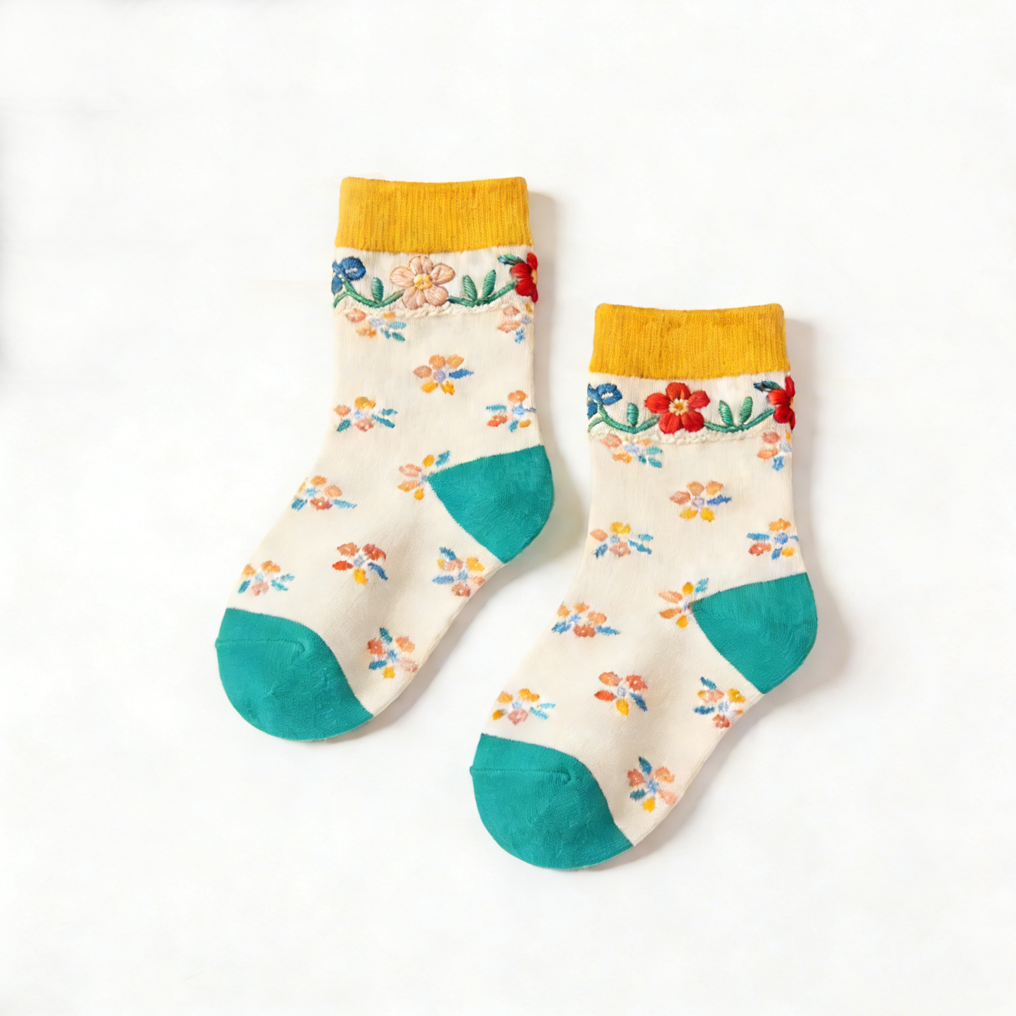 Pastoral Floral Embroidered Forest Style Socks
