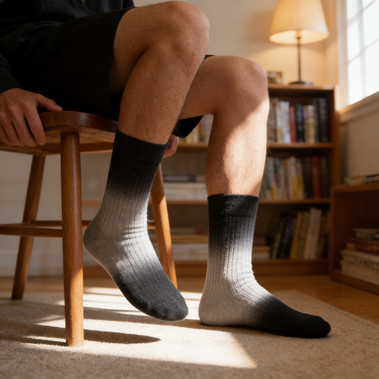 Black & Gray Gradient Ribbed Crew Socks